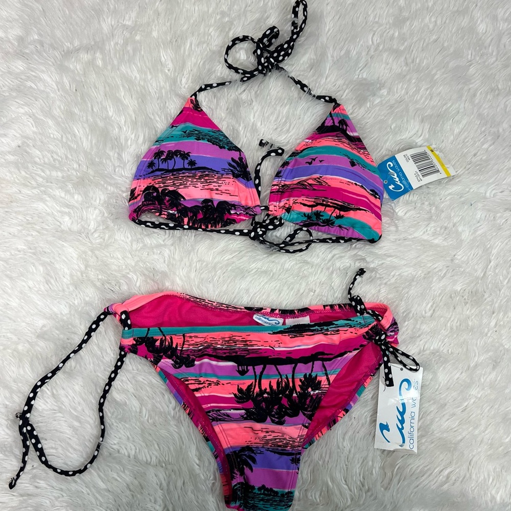 California Waves Tropical Sunset Bikini Set Size M/M NWT